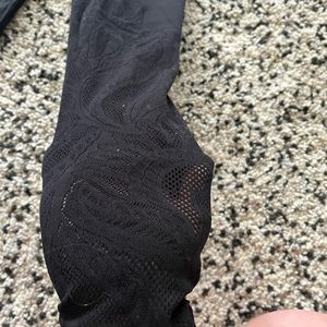 Black lulu leggings with floral mesh